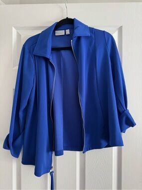 Susan Graver Royal Blue Zip-Front Blazer